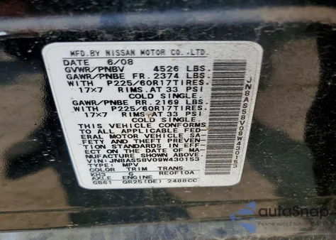 2009 Nissan Rogue S z USA, uszkodzony, nr VIN JN8AS58V09W430153